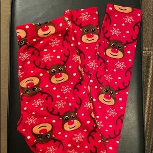No Boundaries Juniors reindeer Christmas leggings size medium 7/8 very soft